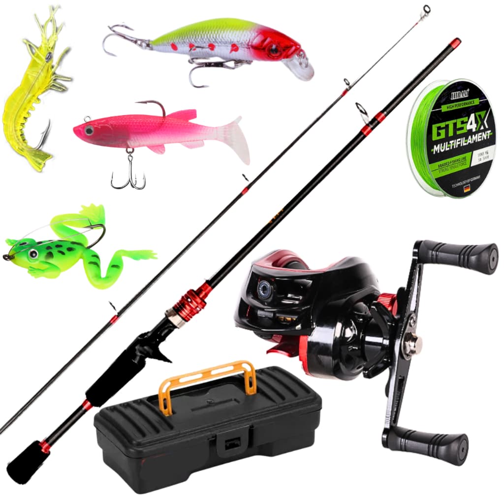 Carretilha De Pesca Esquerda Direita Vara de Fibra Carbono Linha Multifilamento Isca Artificial Kit
