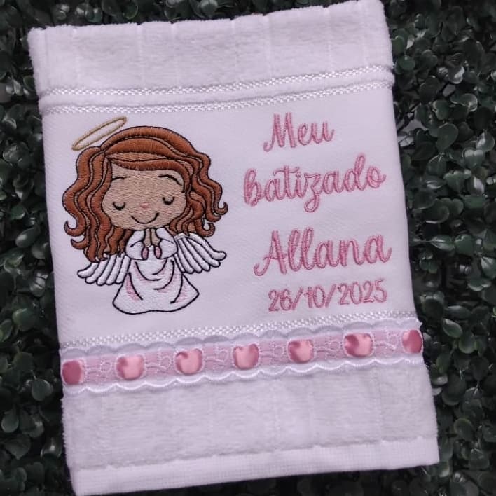 Toallhinha para batizado bordada, toalha de mão para batizado.