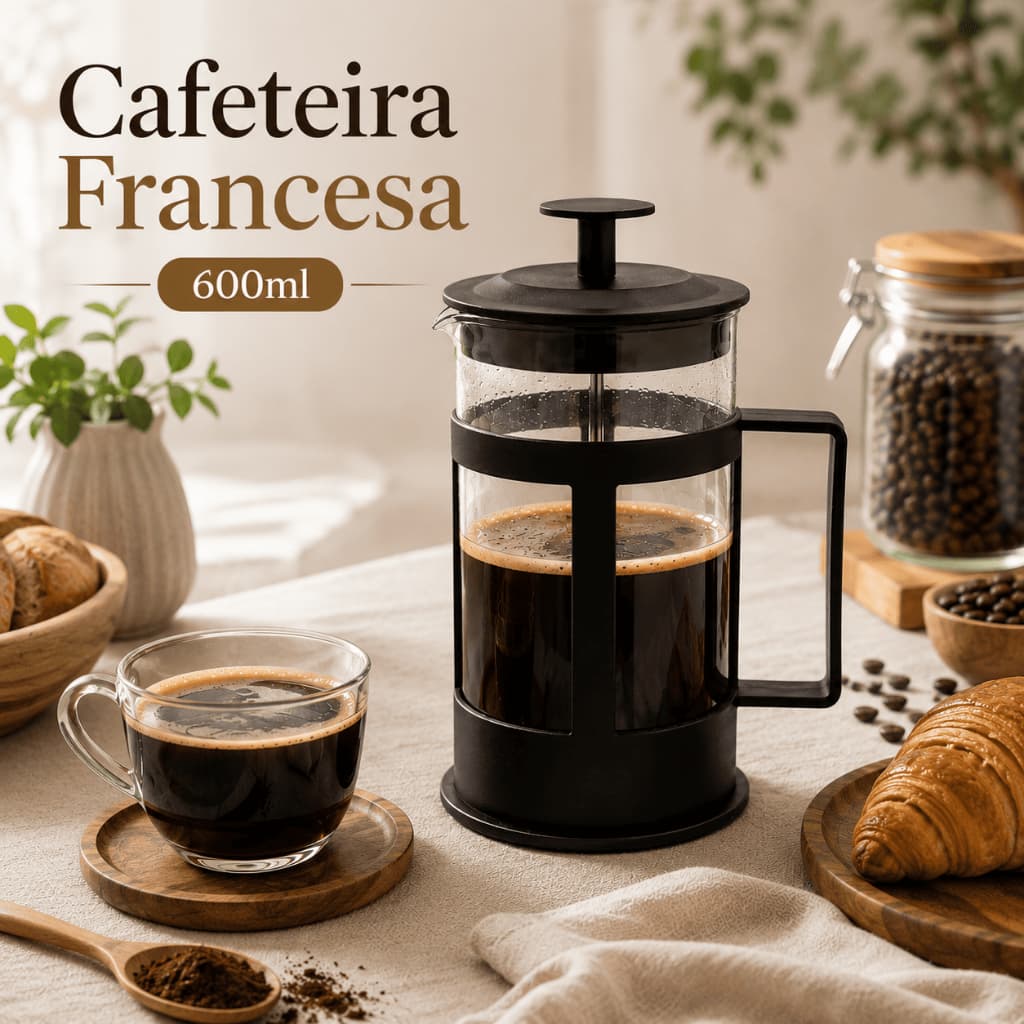 Cafeteira Francesa 600ml Prensa Francesa Café Cremoso