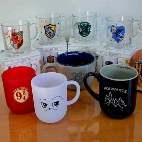Harry Potter Caneca Meia Caldeirão Hogwarts Plataforma Edwiges Coruja Grafite Casas Licenciado