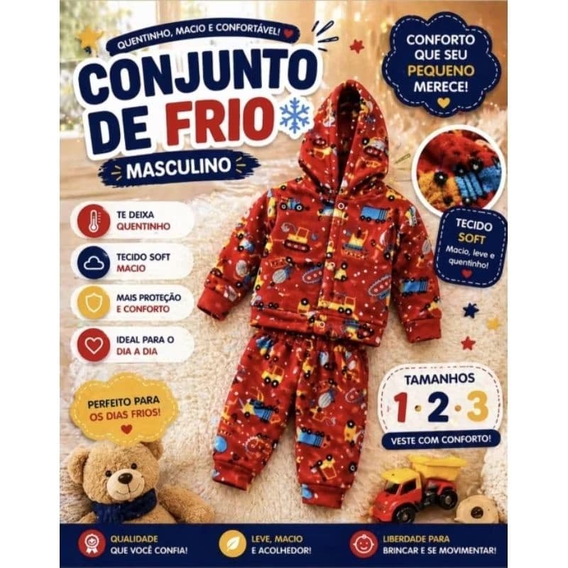 ​Conjunto Soft Térmico Pijama Infantil Menino Menina Quentinho