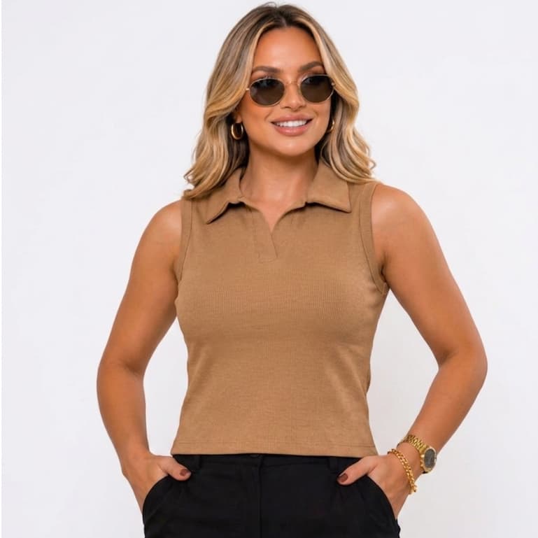 Regata Polo Feminina Ribana Premium – Estilo e Conforto em 5 Cores Elegantes