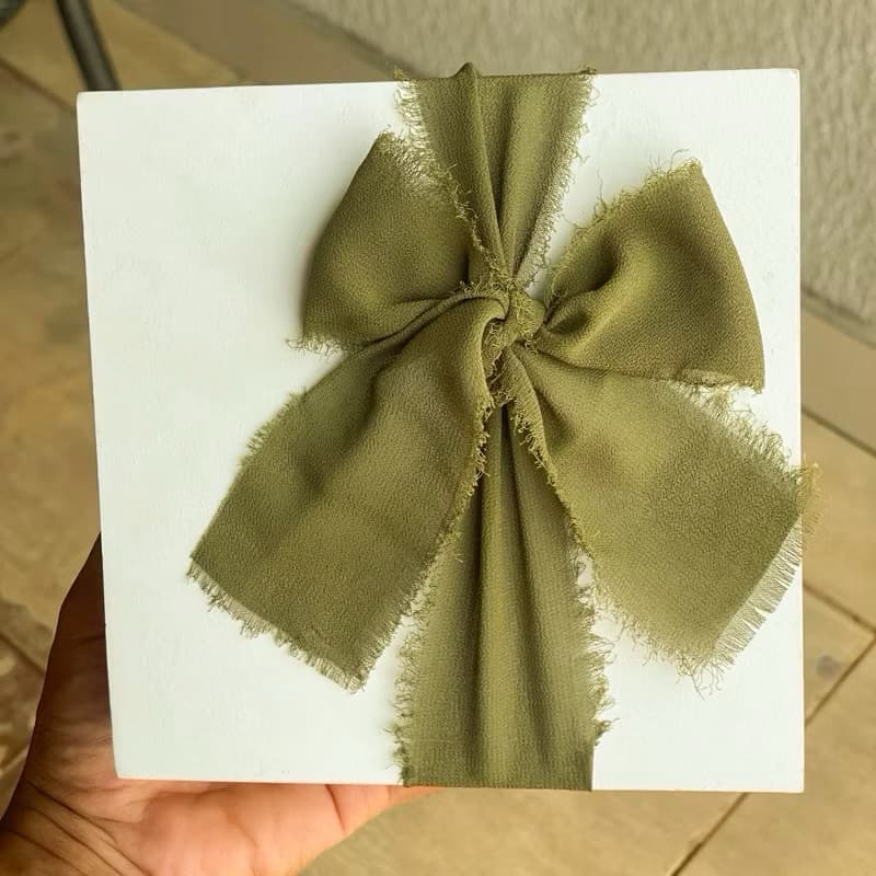 Fita Chiffon Verde Oliva Artesanal, Rústica, Desfiada Para Casamentos, Caixas Padrinhos, festas