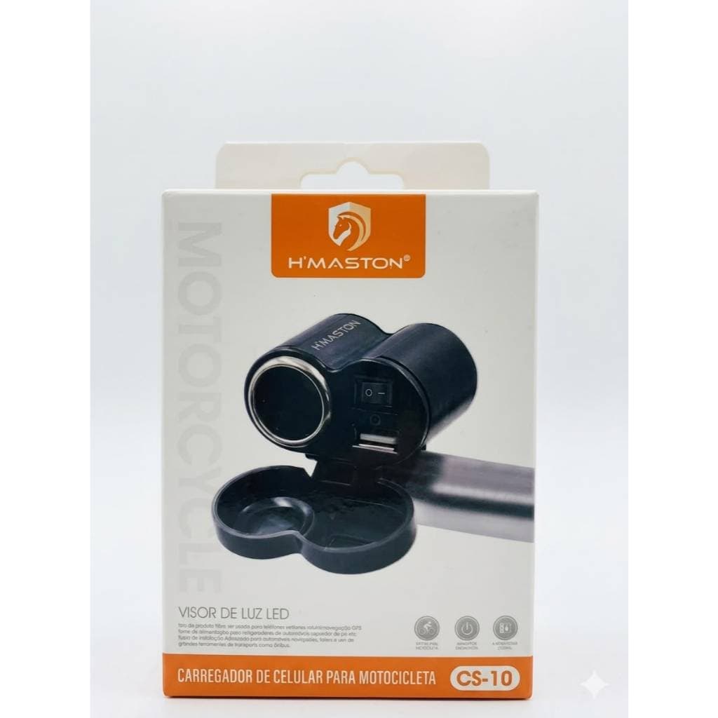 Carregador Celular Turbo Tomada para Moto USB 12V GPS H'maston CS-10