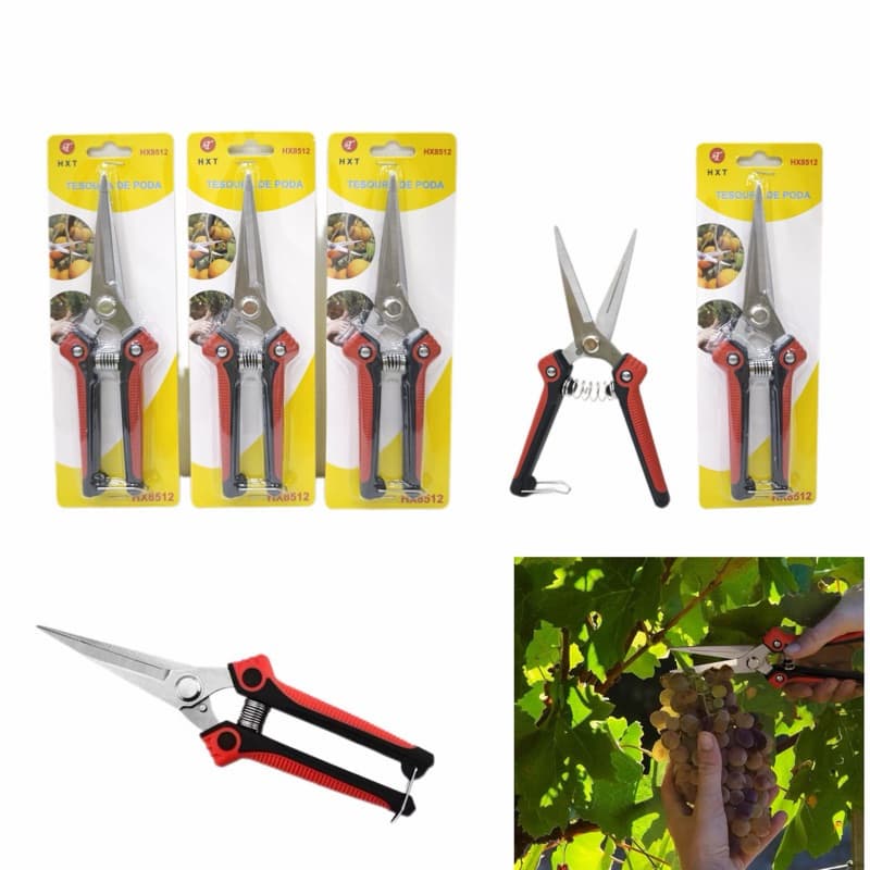 Tesoura de Poda para Colheita de Frutas - Lâmina de Aço Inoxidável, Design Ergonômico e Mola Automática 8512