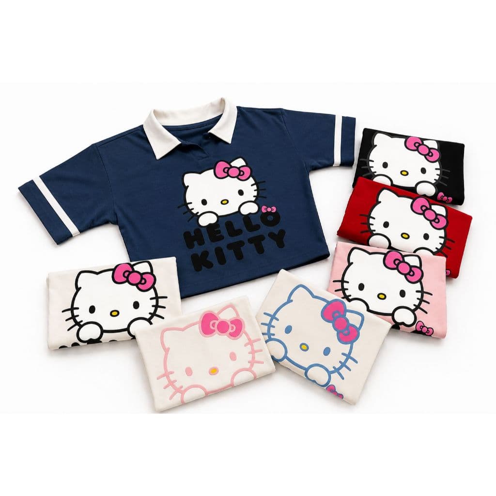 Camisa Polo Cropped Moda Blogueira Brooklyn Hello Kitty