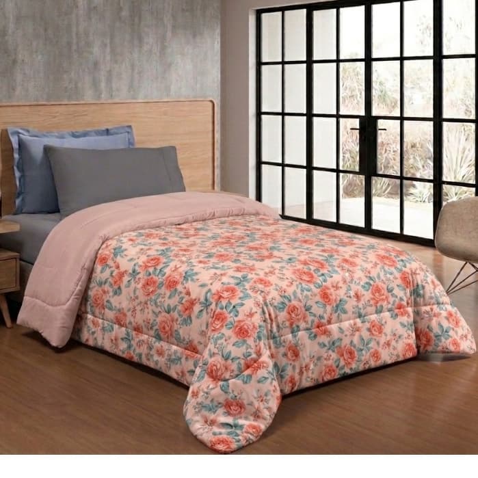 Edredom Charming Dupla Face Solteiro Percal 400 Fios Estampado