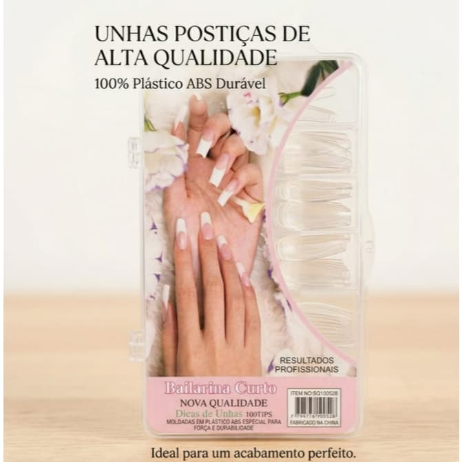 Unhas Postiças 100 UNI Transparente Alongamento profissional