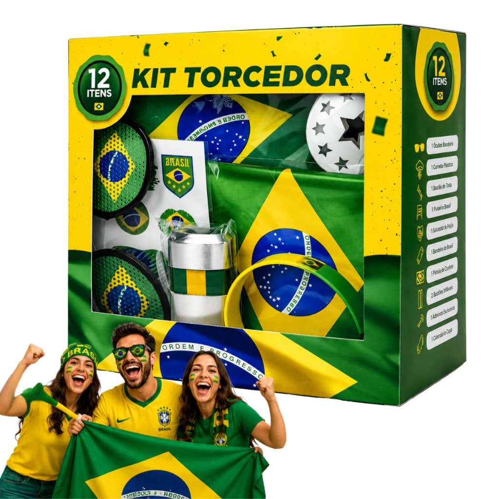Kit Torcedor Brasil Copa Do Mundo 2026 12 Itens Completos