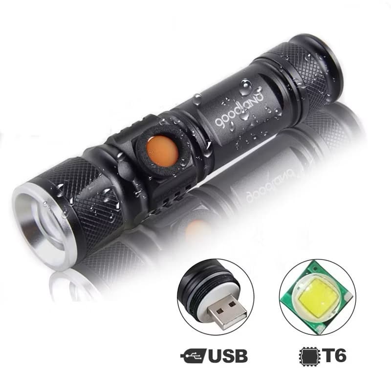 Lanterna Tática LED USB Recarregável Alta Potência Longo Alcance