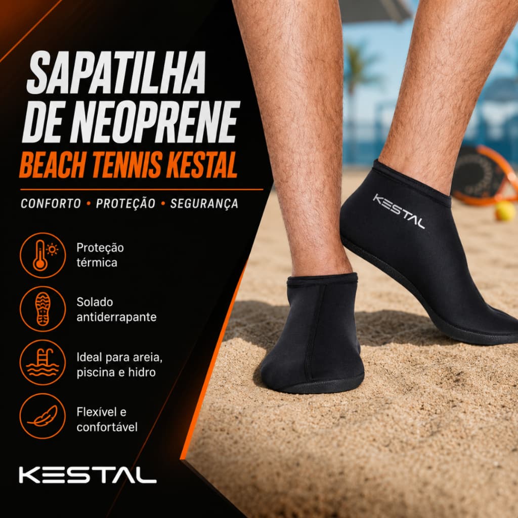 Sapatilha Neoprene Beach Tennis Kestal Antiderrapante Proteção Areia Água