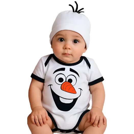 Body Bebe Fantasia Olaf Frozen Disney Mesversário Personagem Menino Luxo Divertido Inverno Acessório
