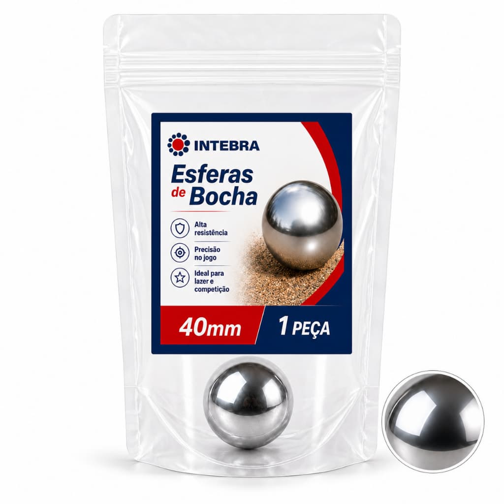 Bolim de Aço Cromado 40mm para Jogo Bocha Balim Bola cancha Intebra Esfera Alta Precisão
