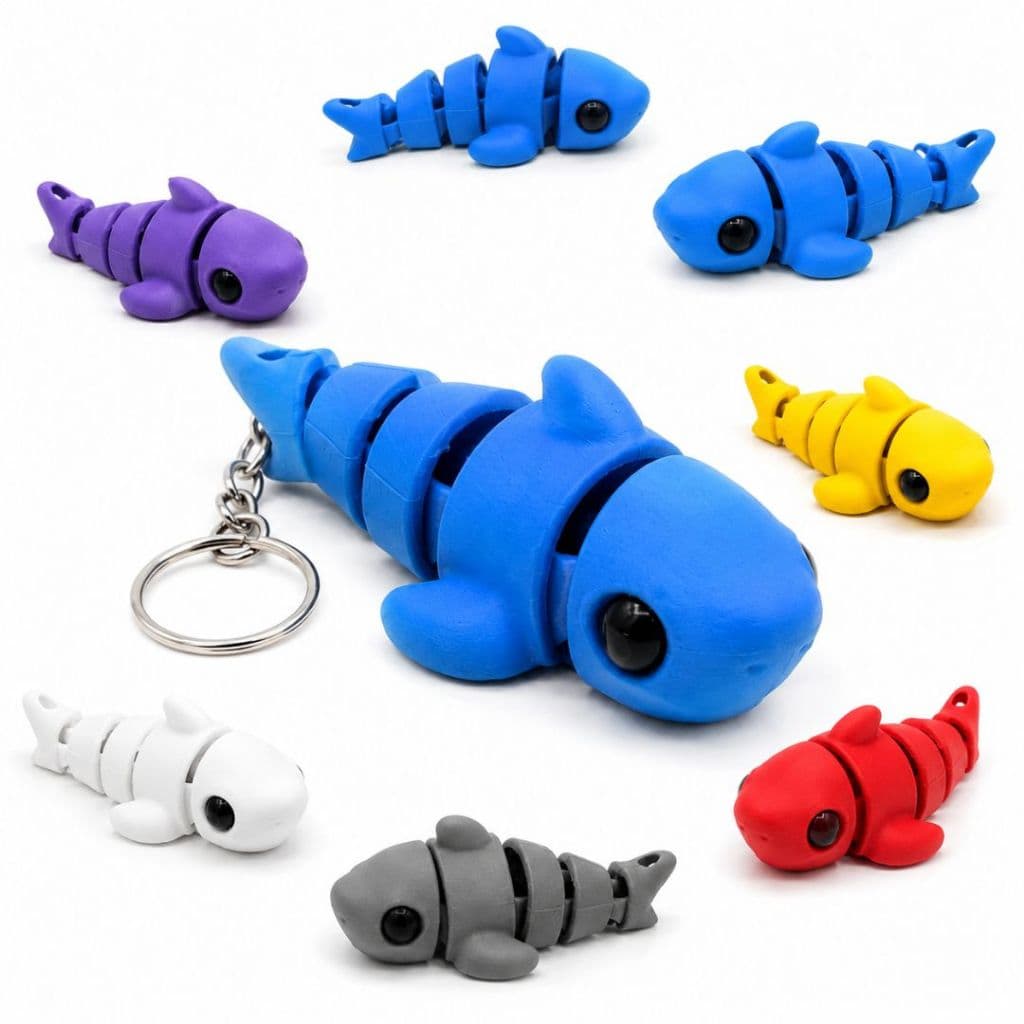 Chaveiro Tubarão Flexível Articulado Colorido Flexi Tuba Anti Estresse Decoração Presente