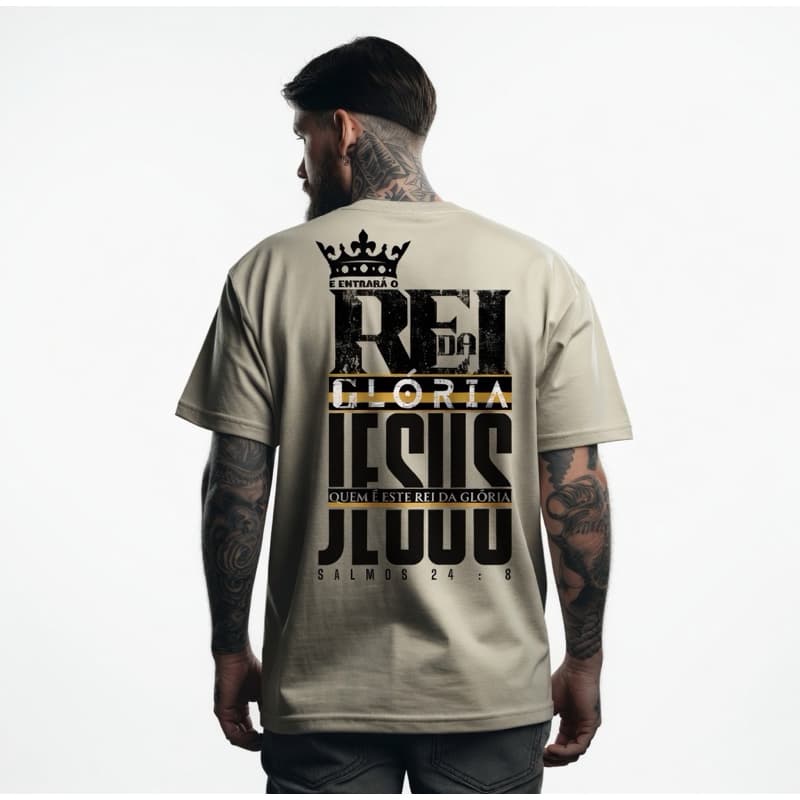 Camiseta Masculina T-shirt Cristã Rei da Glória - Conforto e Versatilidade em 100% Algodão