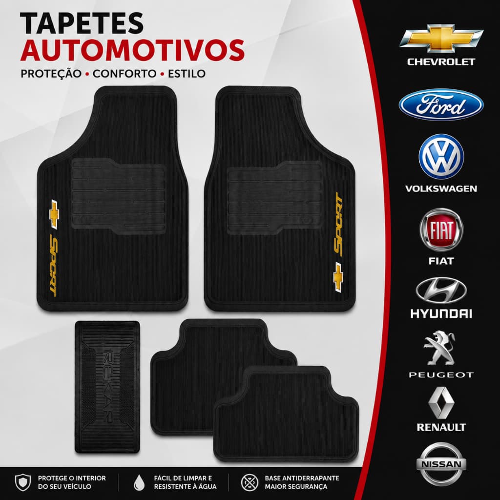 Jogo Tapete Automotivo Reforçado Antiderrapante Proteção Total