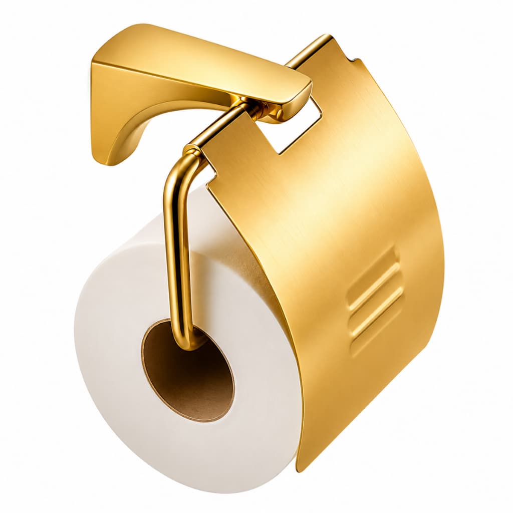 Suporte Porta Papel Higiênico Inox Prata, Preto e Dourado Parede Banheiro Luxo