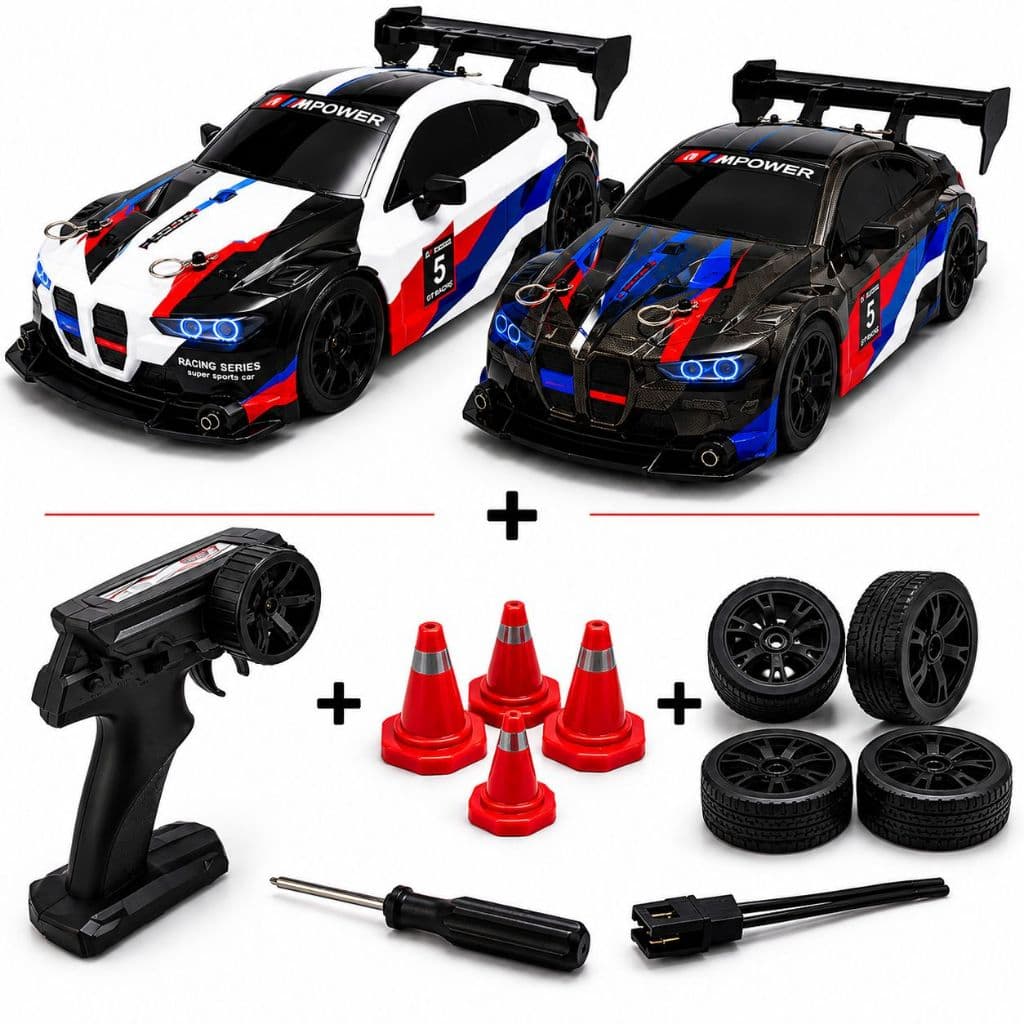 BMW Carro Drift de Controle Remoto +20 Km/hr Turbo com 4 Pneus - Escala 1:24 RC CAR