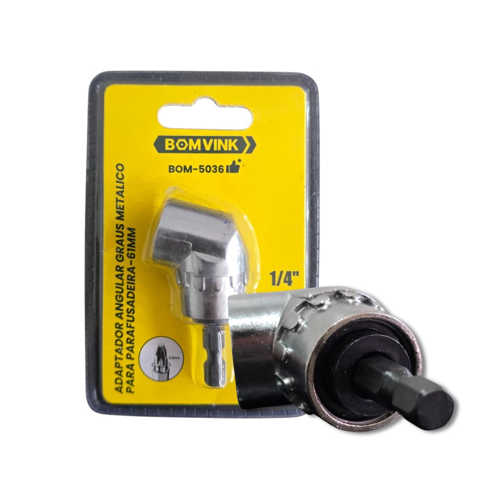 Adaptador Angular 90 Graus Metalico Para Parafusadeira Furadeira 1/4 Imã Canhão Extensor De Aperto
