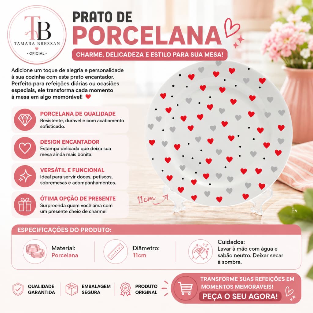 🍽️ Prato de Porcelana Decorativo – Elegância e Charme para Suas Refeições ✨💖