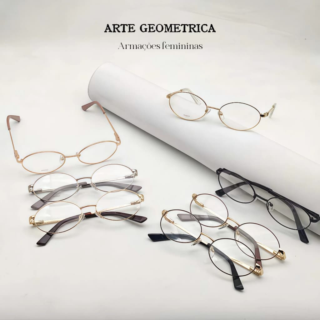 【ARTE】Armações de óculos faminina oval metal moda blogueiro hastes dos óculos são decoradas