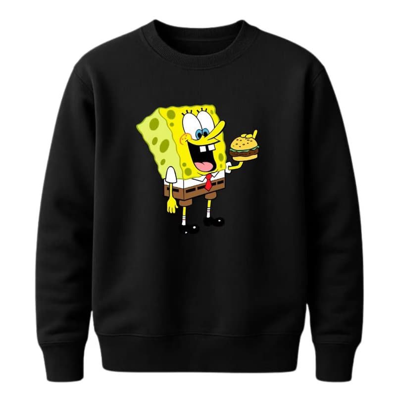 Blusa de Frio de Moletom Flanelado Infantil Preto Bob Esponja Turma do Bob Esponja