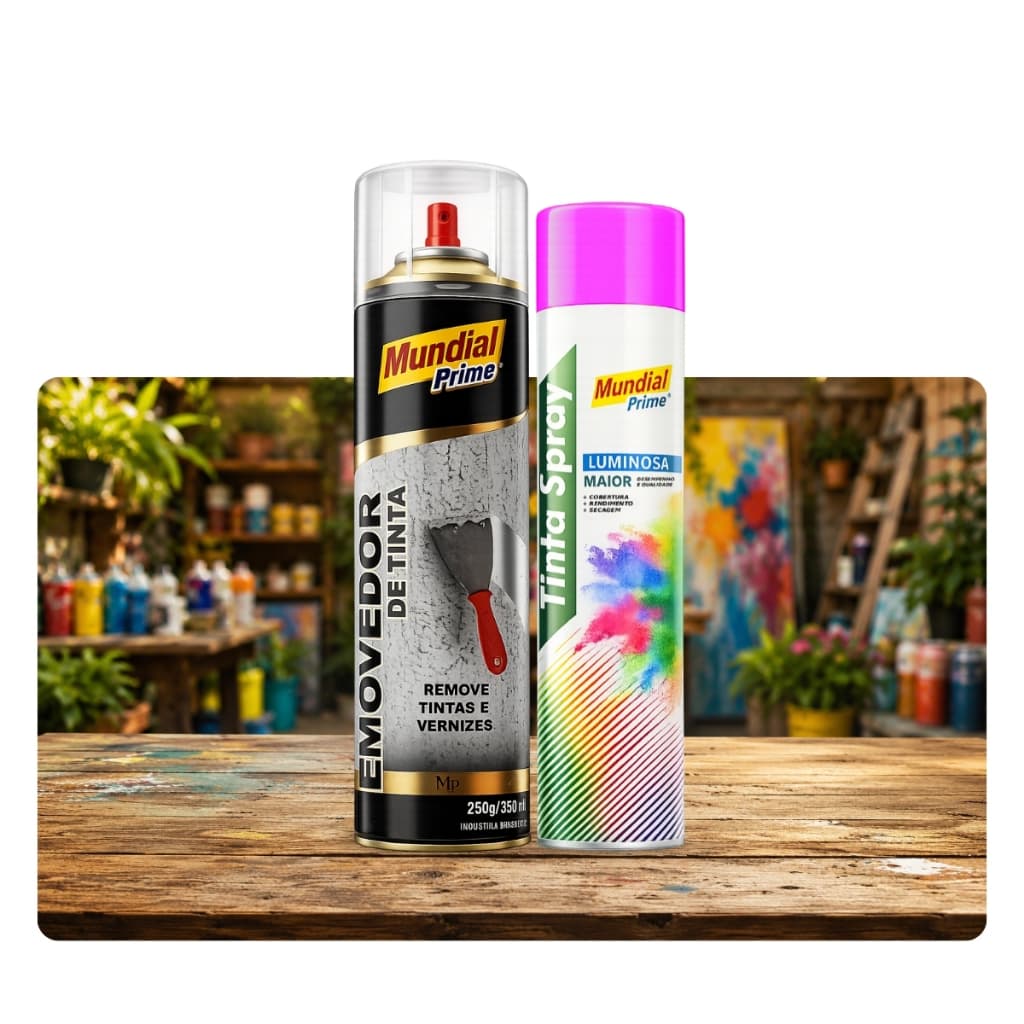 Kit Renovação de Tinta Com Removedor + Tinta Spray Luminosa Rosa Mundial Prime