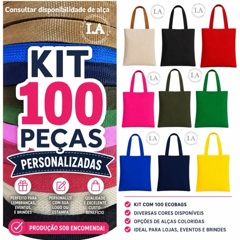 KIT 100 BOLSAS ECOBAGS PARA REVENDEDORES ESTAMPADAS OU PERSONALISADAS COM SUA LOGI OU SUAS IDEIAS