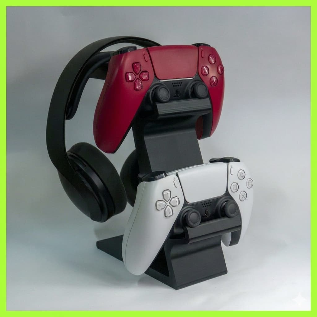 Suporte Para 2 Controles Compatível Com Xbox One, Ps3, Ps4, Ps5, Dualsense, Mesa E Fone De Ouvido Headphone