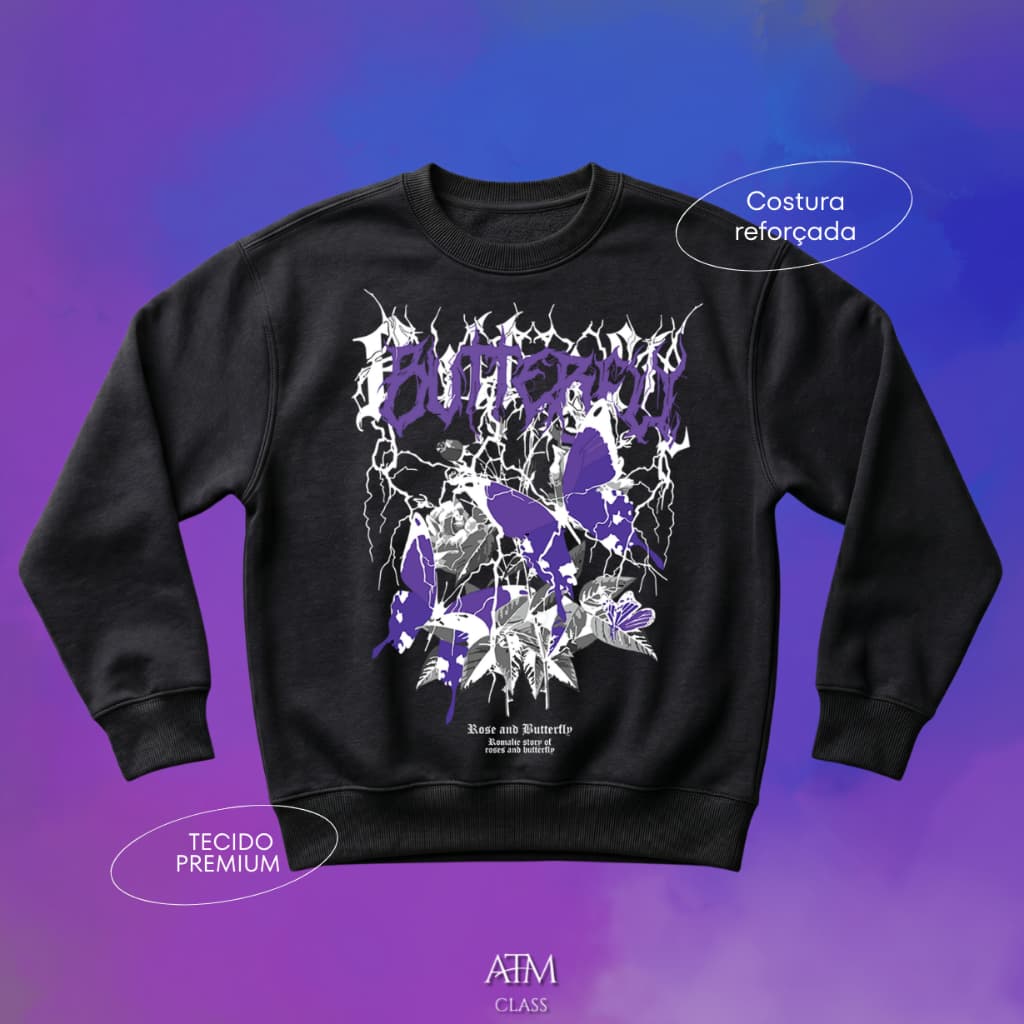 Moletom Casual purple butterfly hype street tecido premium envio imediato