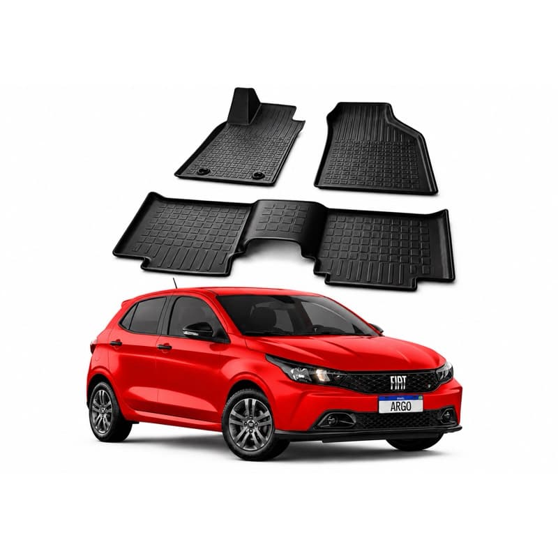 Tapete Bandeja Fiat Argo (2017 a 2026) – Kit 3 Peças em TPE Flexível Premium