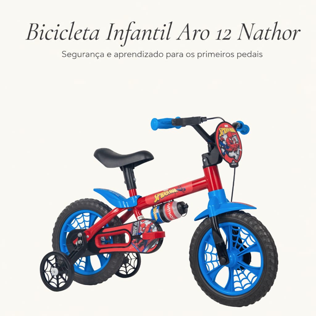 Bicicleta Infantil do Homem Aranha Aro 12 - Nathor