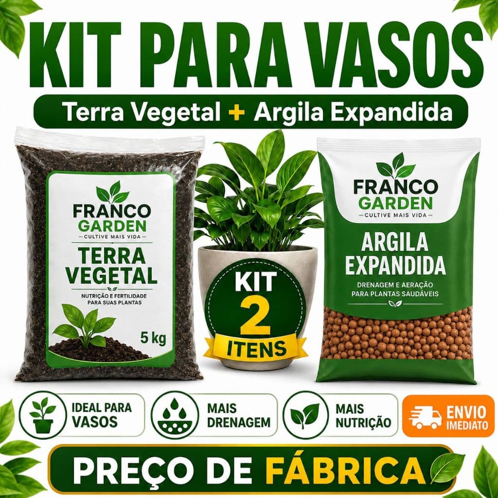 KIT PLANTIO FRANCO GARDEN - TERRA VEGETAL ADULBADA  +  ARGILA EXPANDIDA  2 KG/ 5KG / 10KG