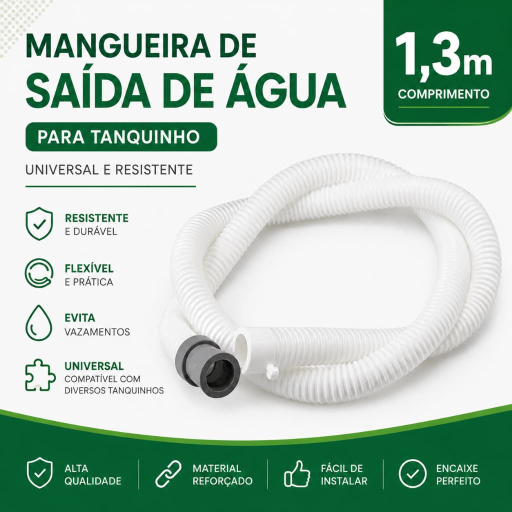 Mangueira de saída Universal para Tanquinho 1,3m Flexível e Resistente