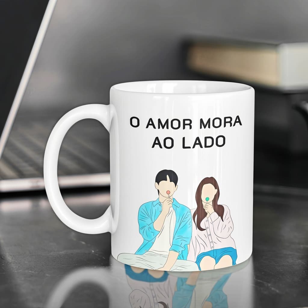 Caneca Personalizada Dia dos Namorados O Amor Mora ao Lado Presente Perfeito Dia Dos Namorados Caneca Personalizada