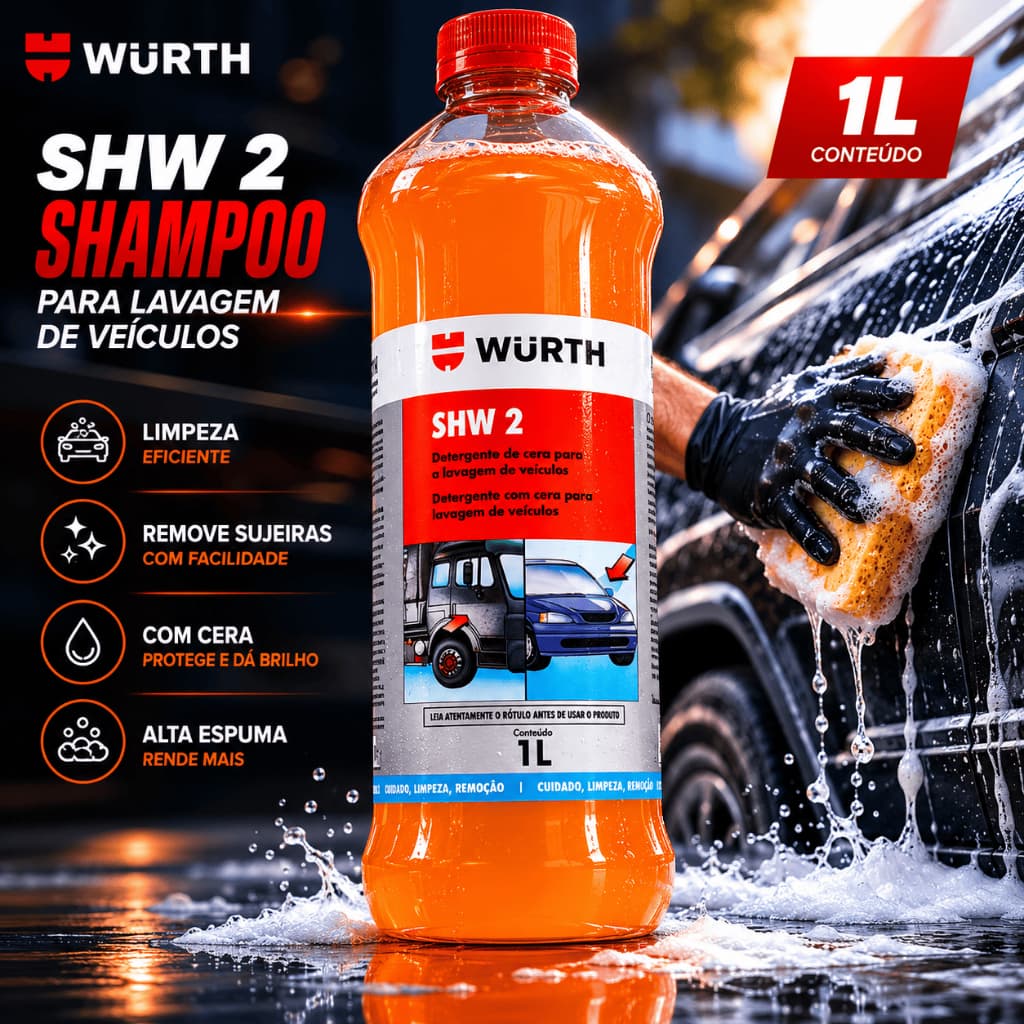 Wurth - Shampoo Automotivo Com Cera 1 Litro Shw2