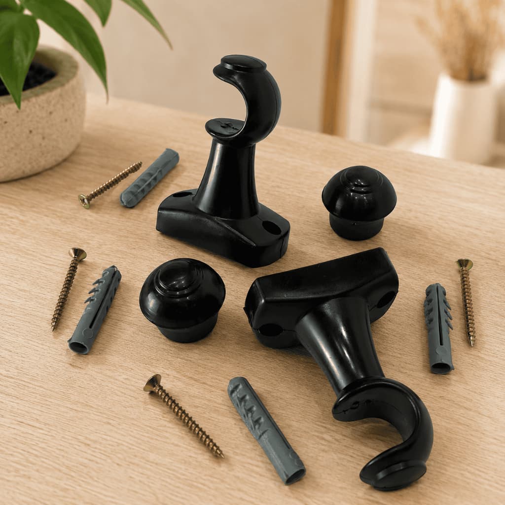 Kit 2 Suportes Para Varão Cortina 19mm Com Ponteiras Buchas e Parafusos