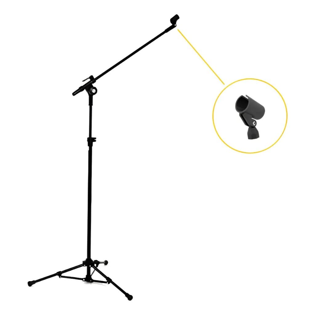 PEDESTAL MICROFONE GIRAFA VECTOR PRETO PMV-01-P SHT