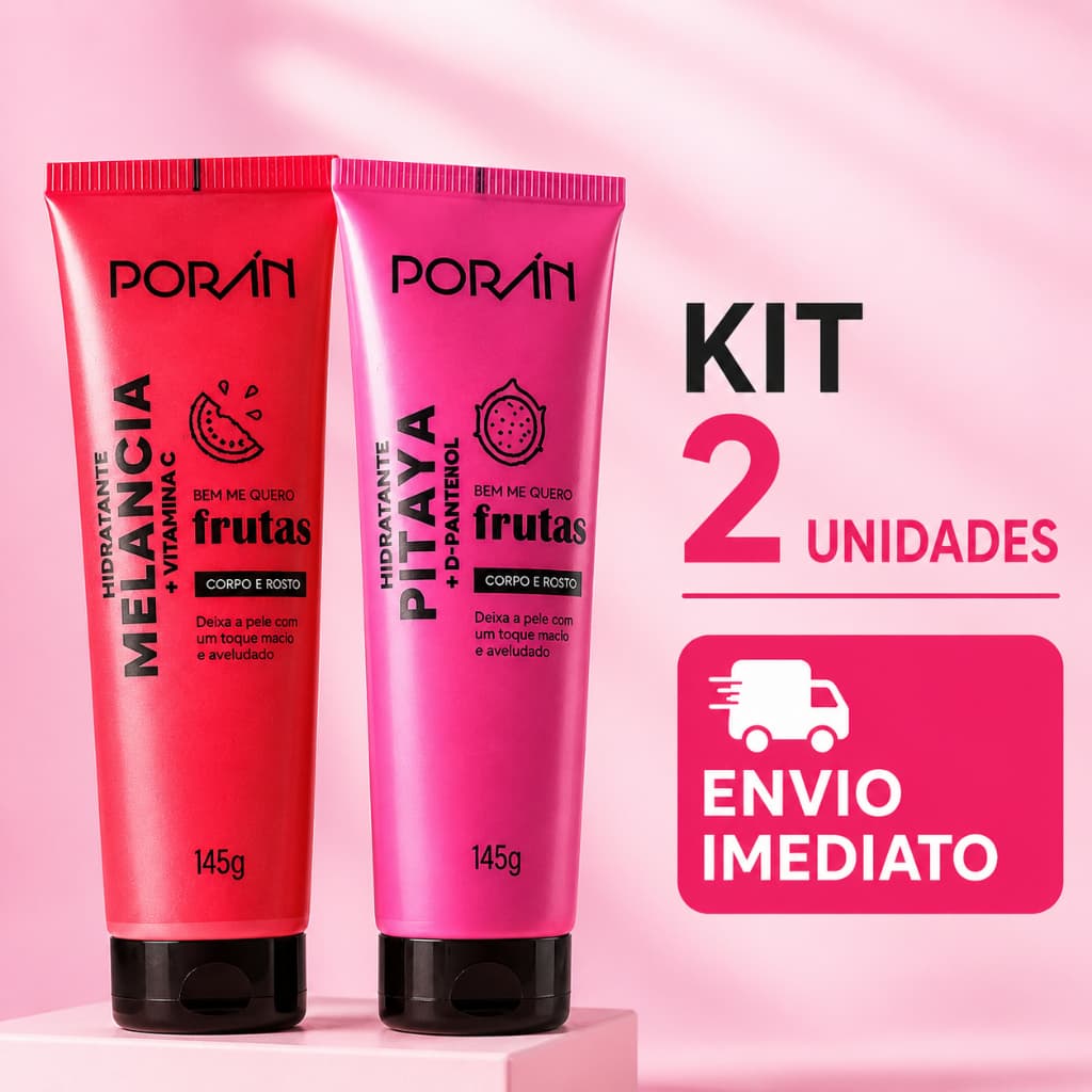 Kit Hidratante Corporal Porán Pitaya e Melancia Pele Macia e Cheirosa Hidratação Intensa