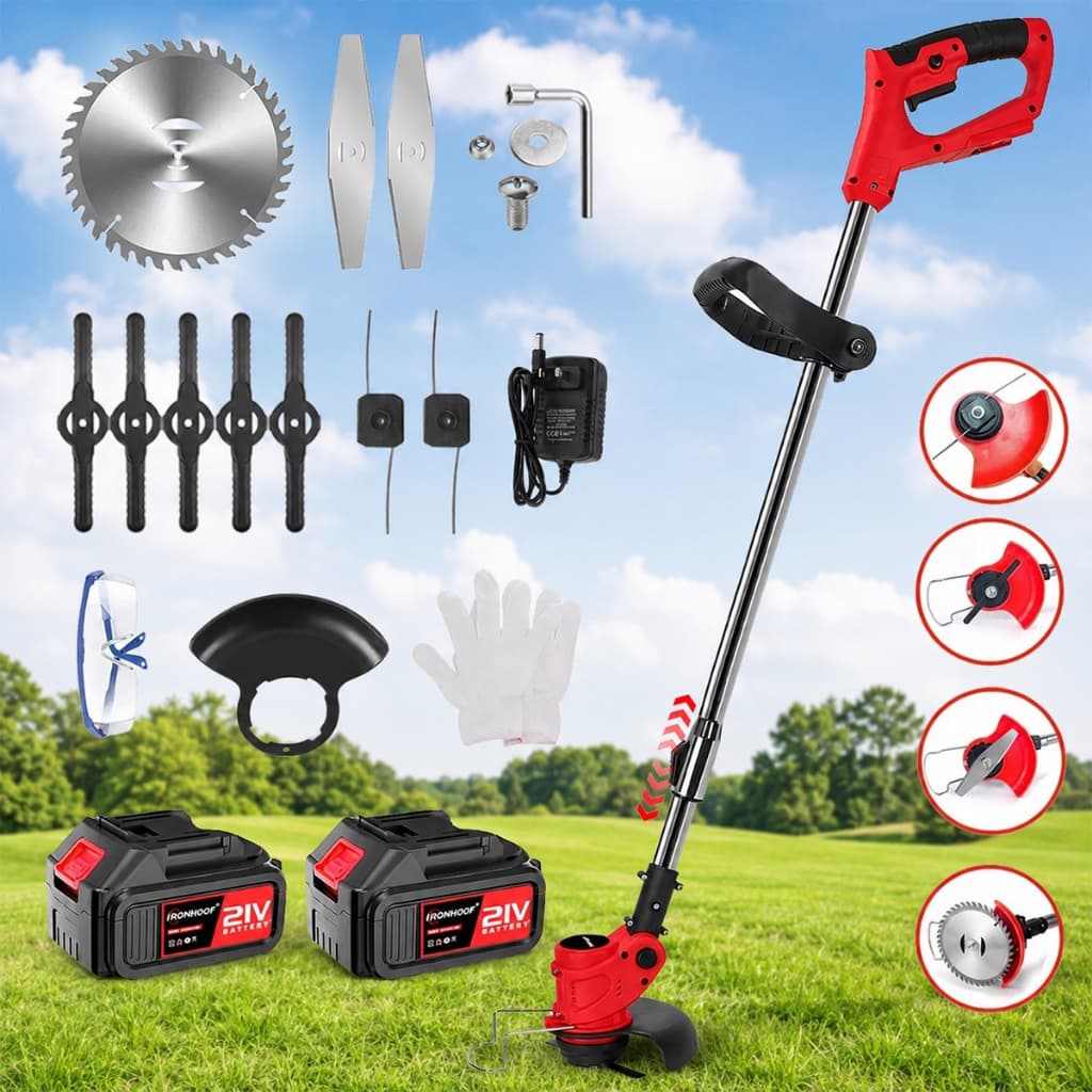 Cortador de Grama Portátil Roçadeira A Bateria Brushless com Acessórios