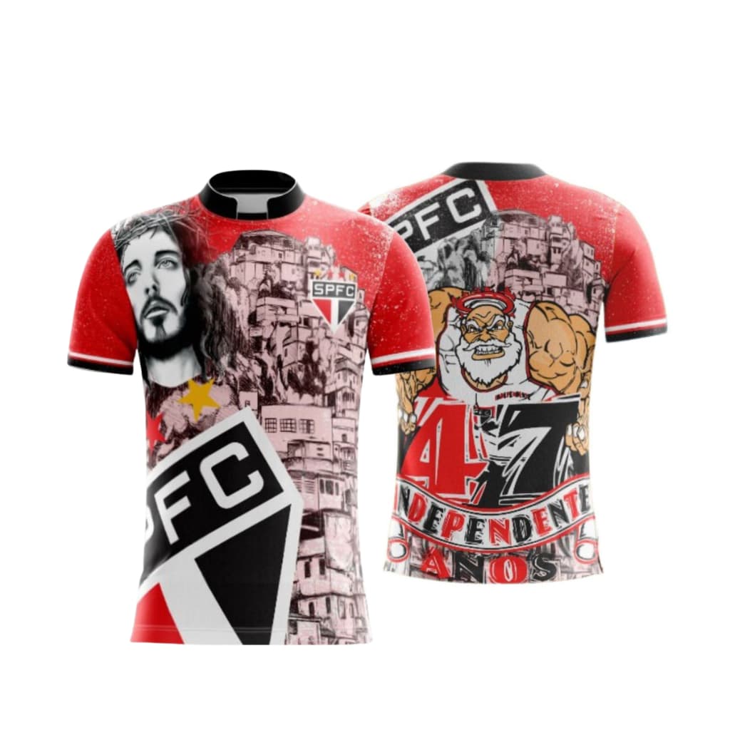 Camisa Sao Paulo Futebol Tricolor Torcedor Independente Estampa Quebrada