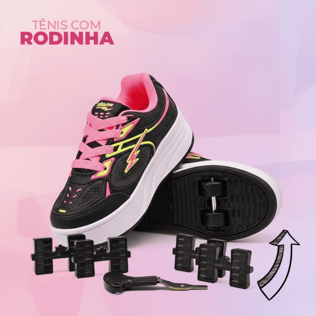 Tênis de Rodinha Infantil Menino Menina 4 Rodas Confortável Divertido Ideal Para Brincadeiras