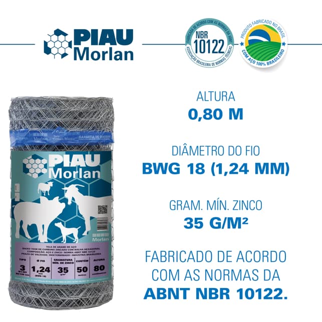 Tela Piau Morlan Mangueirão 3x18x0,80m 50m