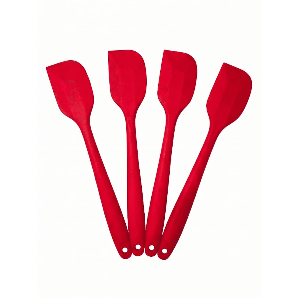 Kit 4 Espatula Silicone Vermelha 27cm Pão Duro Cozinha