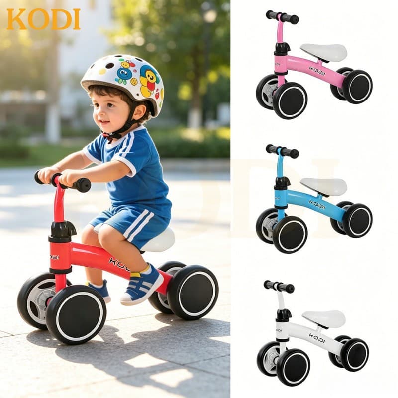 Bicicleta de Equilíbrio Leve 4 Rodas, Brinquedo Seguro para Crianças 1-6 Anos - P14