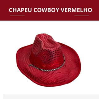 Chapéu Cowboy Vermelho – Acessório para Festa e Fantasia