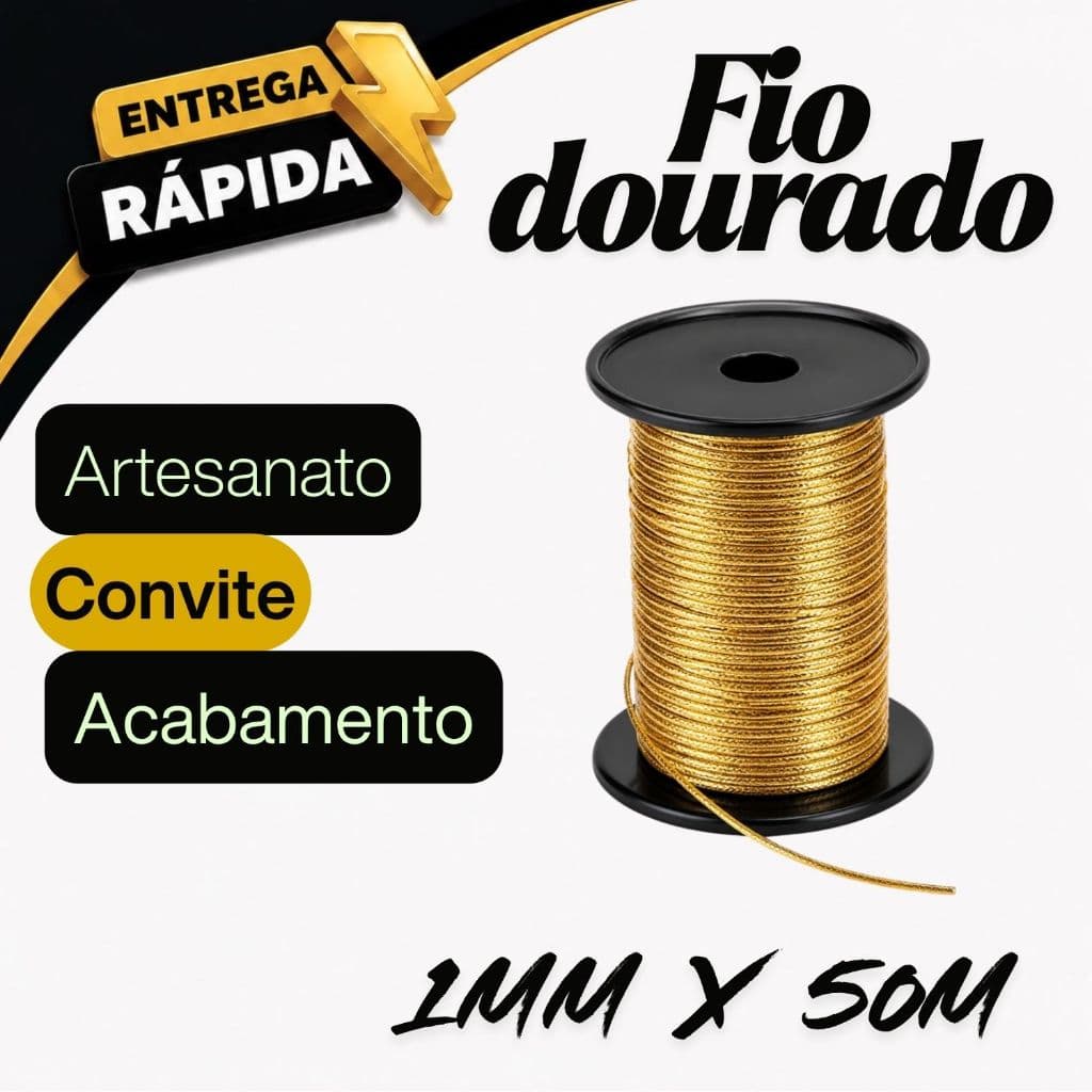 Cordão Metalizado 1,0 mm com 50m Ideal Para Laços, Convites e Artesanato