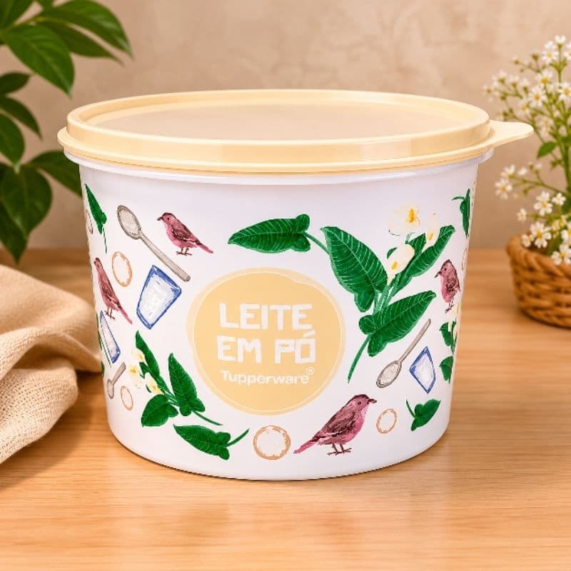 Caixa Floral Leite em Pó Tupperware/Pote para leite em pó