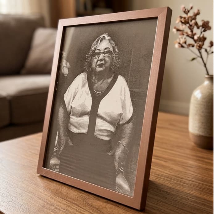 uadro Foto Gravada a Laser Madeira MDF Personalizado Com Moldura Premium Presente Eternize Memórias