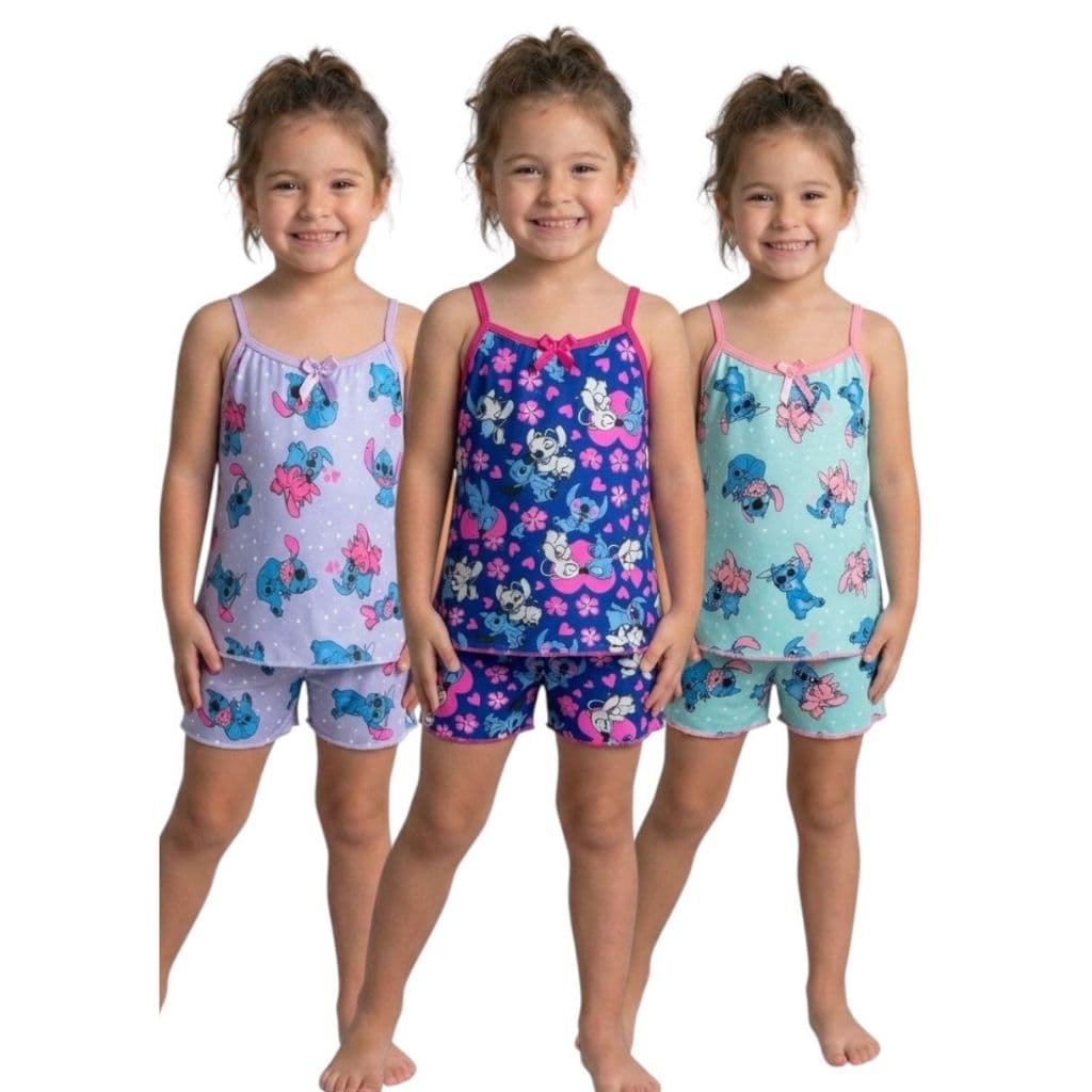 Kit 3 short doll infantil stitch pijama do Stitch para crianças pijamas personagens
